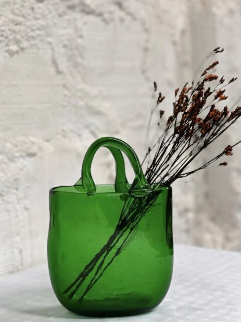 Handbag Flower Vase - Dark Green